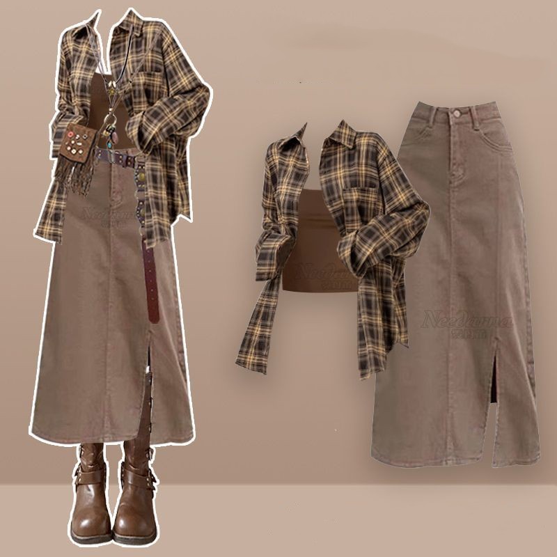 Vintage Fashion Jersey - Ensemble 3 pièces élégant coréen pour