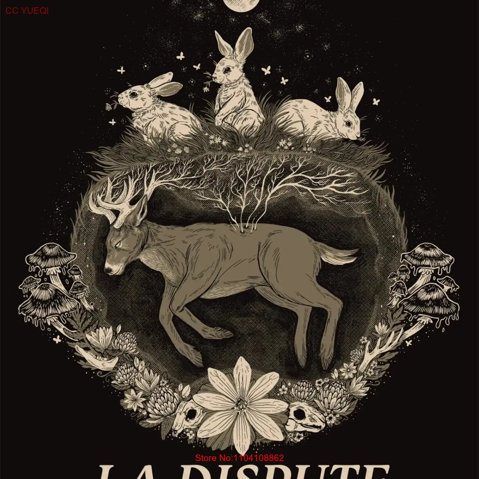 Vintage Fashion La - T-shirt noir La Dispute en coton,