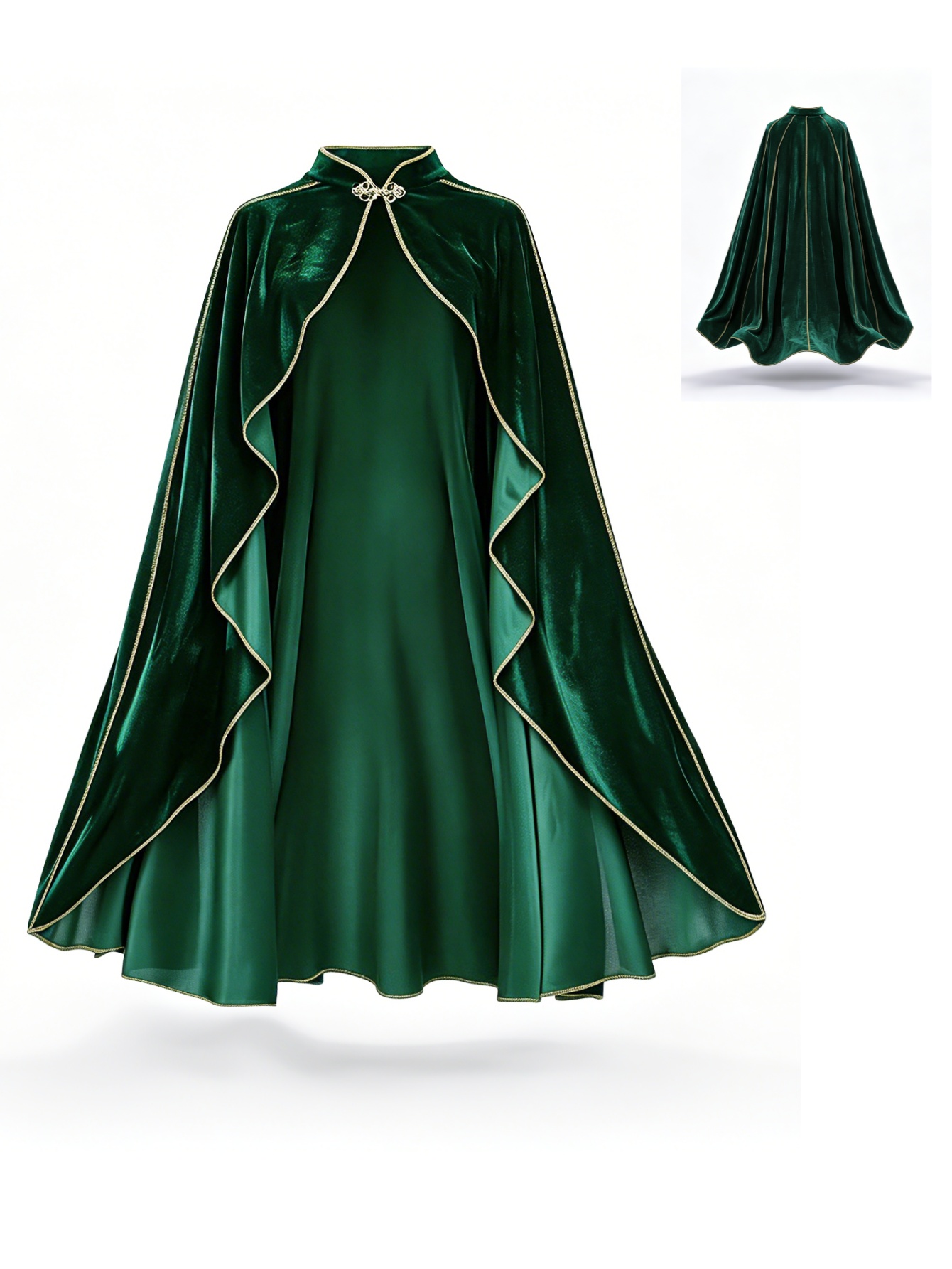 Vintage Fashion Dresses - Cape vintage en velours vert pour
